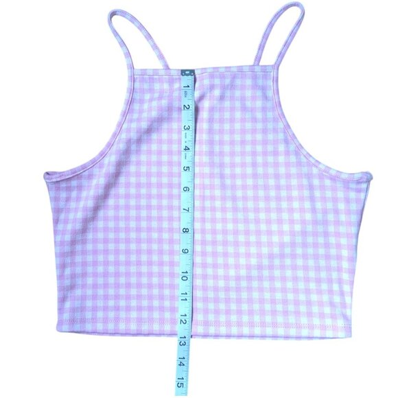 Simons Pink Checkered High Neck Tank Top Women Size Small - Picture 6 of 8